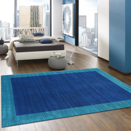 Gramercy Hand-Loomed Silk & Wool Blue Area Rug- 5' 0" X 7' 0" AR-01B 5x7