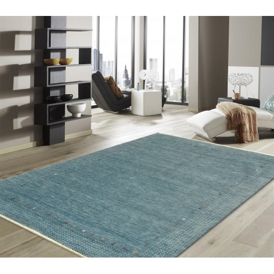 Pasargad Home Gramercy Hand-Loomed Silk & Wool L. Blue Area Rug- 5' 0" X 7' 0"