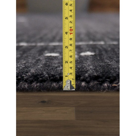 Pasargad Home Gramercy Hand-Loomed Silk & Wool Charcoal Area Rug- 4' 0" X 6' 0"