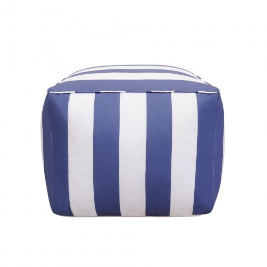 Pasargad Home Galaxy White/Blue Fabric Pouf Ottoman