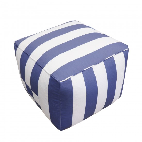 Pasargad Home Galaxy White/Blue Fabric Pouf Ottoman