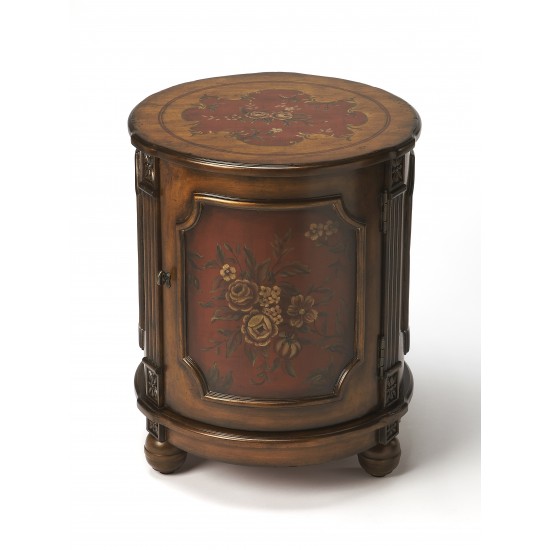 Thurmond Red Hand Painted Drum Table, 584065