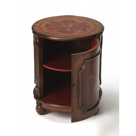 Thurmond Red Hand Painted Drum Table, 584065