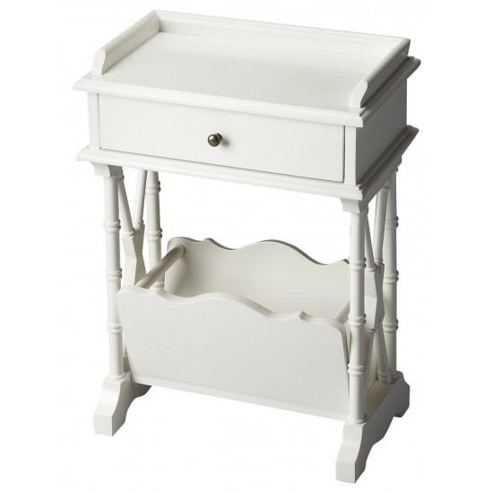 Cummings Glossy White Storage End Table, 999304