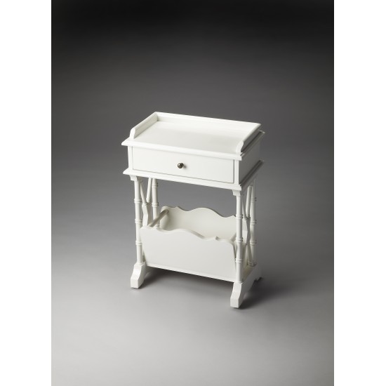 Cummings Glossy White Storage End Table, 999304