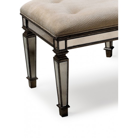 Celeste Upholstered Mirrored Vanity Bench, 1214146