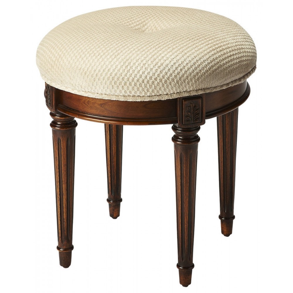 Bernadette Brown Upholstered Vanity Stool, 1250101