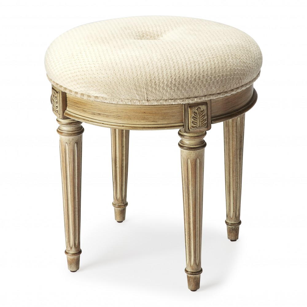 Bernadette Driftwood Upholstered Vanity Stool, 1250247 Bernadette Driftwood Upholstered Vanity Stool, 1250247