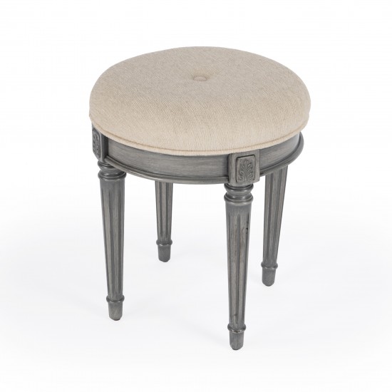 Bernadette Grey Upholstered Vanity Stool, 1250418