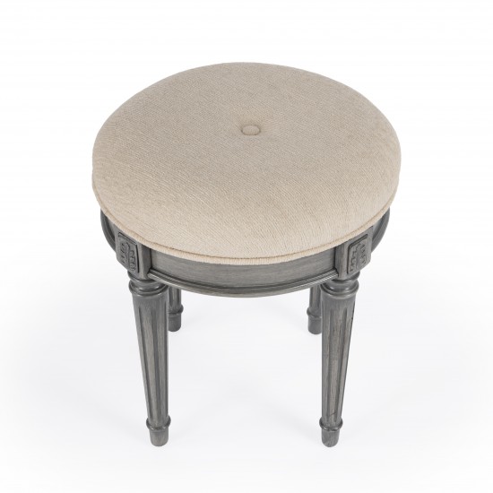 Bernadette Grey Upholstered Vanity Stool, 1250418