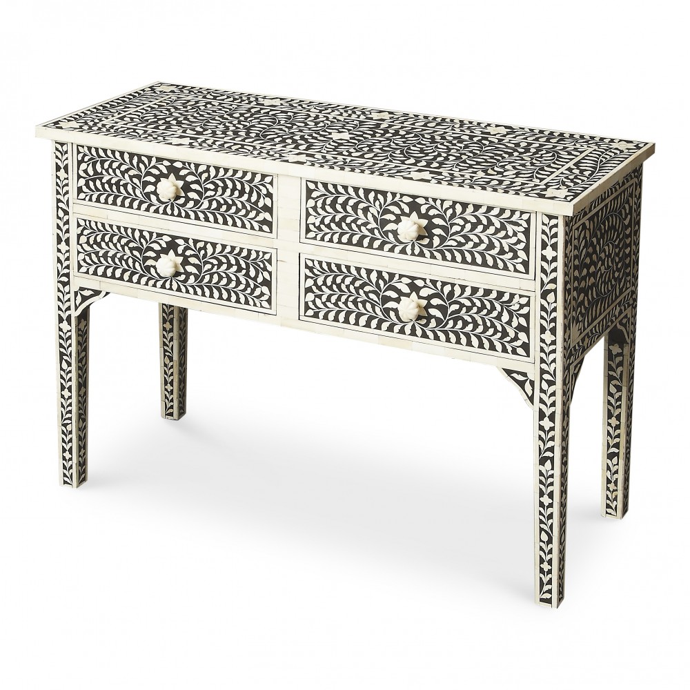 Vivienne Black Bone Inlay Console Table, 1860070