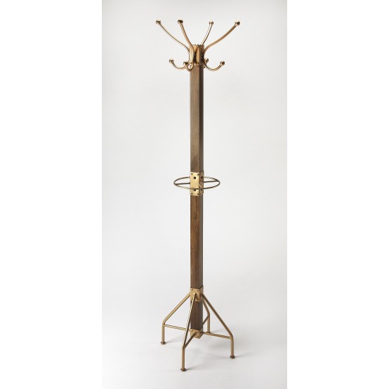 Logan Square Wood & Antique Gold Coat Rack/Tree, 2059226