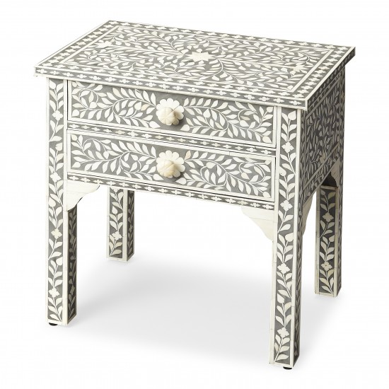 Vivienne Gray Bone Inlay Side Table, 3215070