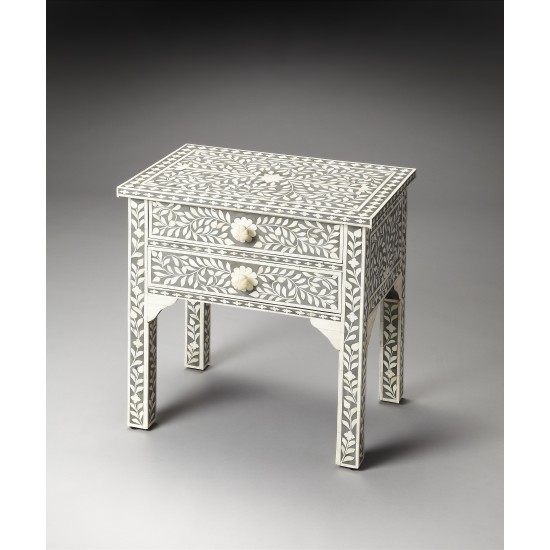 Vivienne Gray Bone Inlay Side Table, 3215070