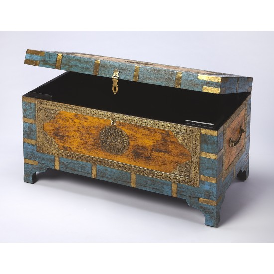 Nador Painted Brass Inlay Storage Trunk, 3365290