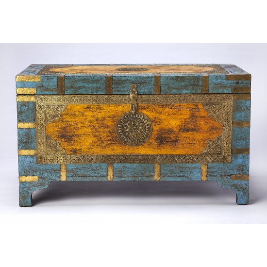 Nador Painted Brass Inlay Storage Trunk, 3365290