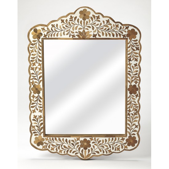 Vivienne Wood & Bone Inlay Wall Mirror, 3451338