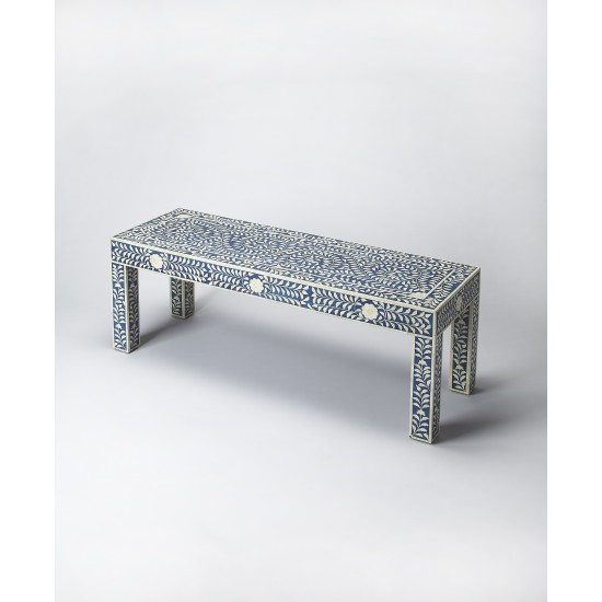 Vivienne Blue Bone Inlay Bench, 3558319