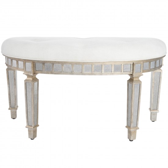 Garbo Mirrored Demilune Bench, 3636146