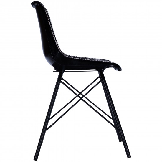 Inland Black Leather Side Chair, 3673034