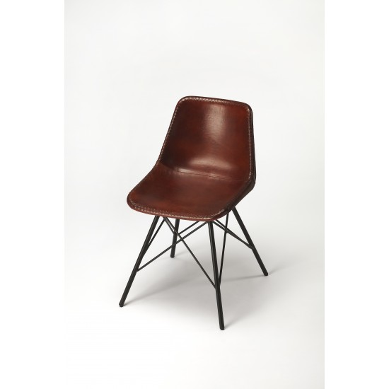 Inland Brown Leather Side Chair, 3673344