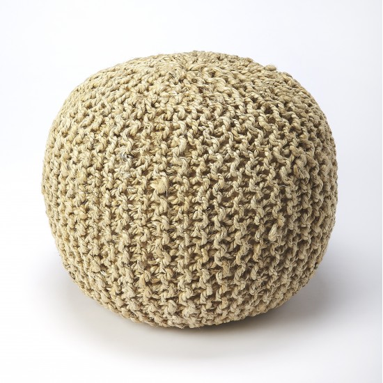 Pincushion Beige Woven Pouffe, 3689140