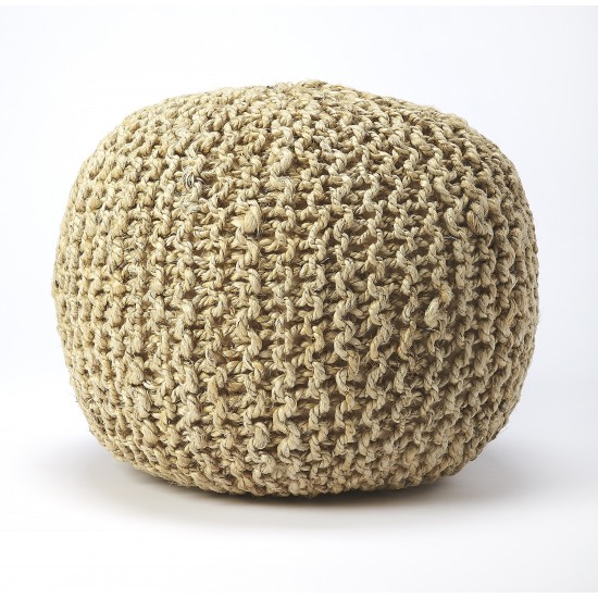 Pincushion Beige Woven Pouffe, 3689140