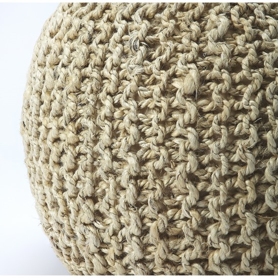 Pincushion Beige Woven Pouffe, 3689140