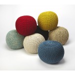 Pincushion Beige Woven Pouffe, 3689140