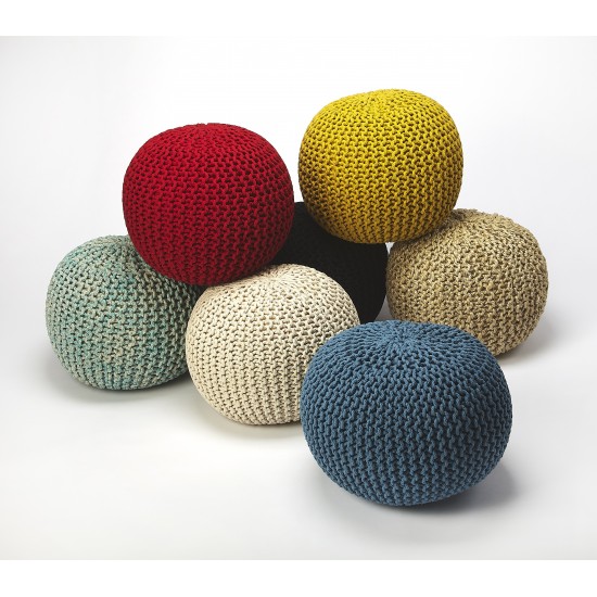 Pincushion Beige Woven Pouffe, 3689140