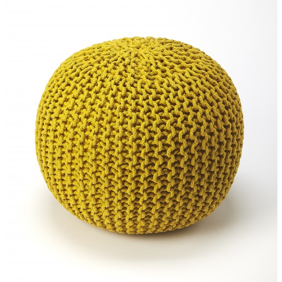 Pincushion Yellow Woven Pouffe, 3689289