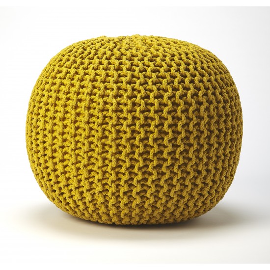 Pincushion Yellow Woven Pouffe, 3689289