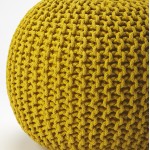 Pincushion Yellow Woven Pouffe, 3689289