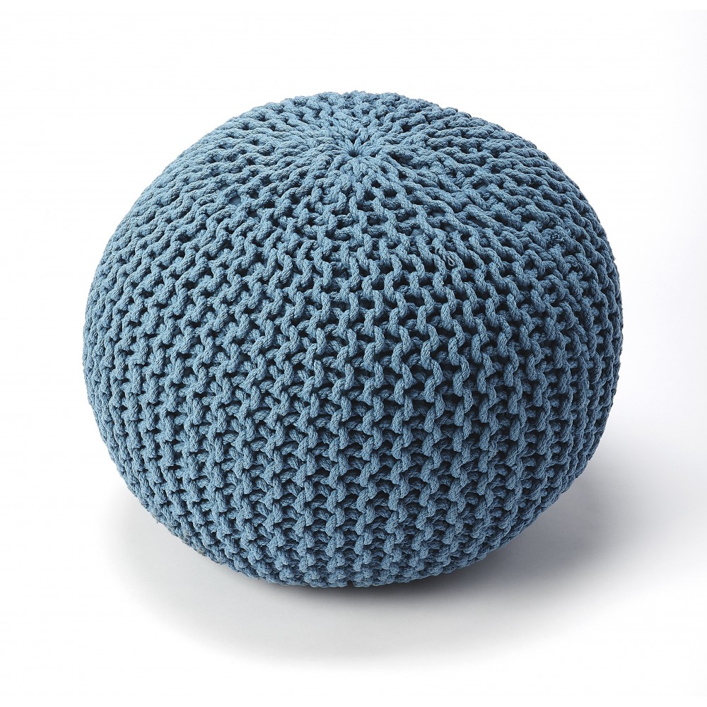 Pincushion Blue Woven Pouffe, 3689291