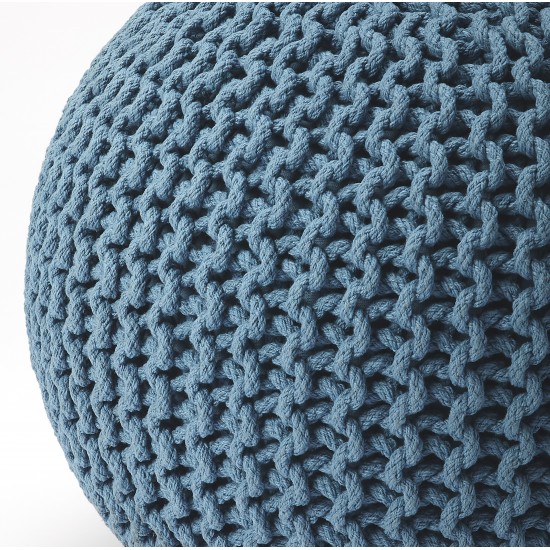 Pincushion Blue Woven Pouffe, 3689291