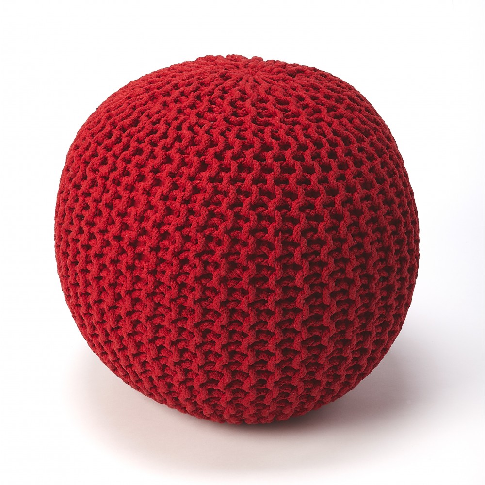 Pincushion Red Woven Pouffe, 3689293