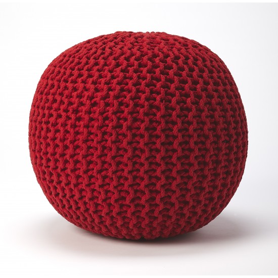 Pincushion Red Woven Pouffe, 3689293