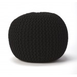 Pincushion Black Woven Pouffe, 3689295