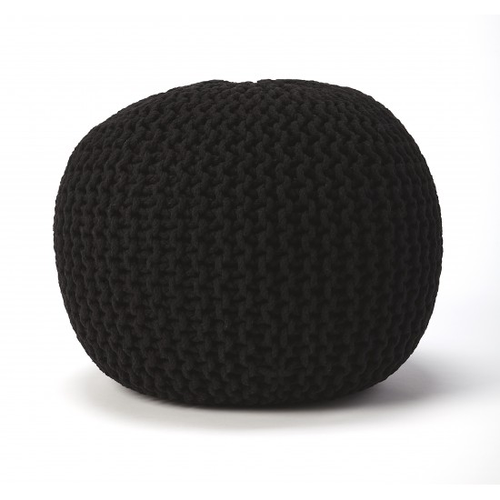 Pincushion Black Woven Pouffe, 3689295