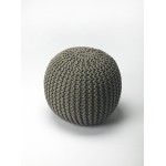 Pincushion Gray Woven Pouffe, 3689329