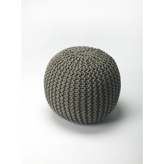 Pincushion Gray Woven Pouffe, 3689329