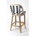 Lila Blue & White Stripe Rattan Bar Stool, 3715291