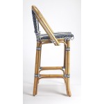 Lila Blue & White Stripe Rattan Bar Stool, 3715291