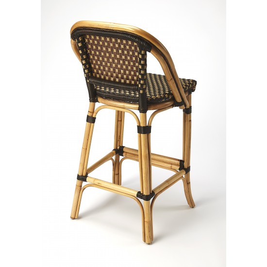 Lila Dark Brown Rattan Bar Stool, 3715398