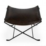 Melton Dark Brown Leather Stool , 3722117