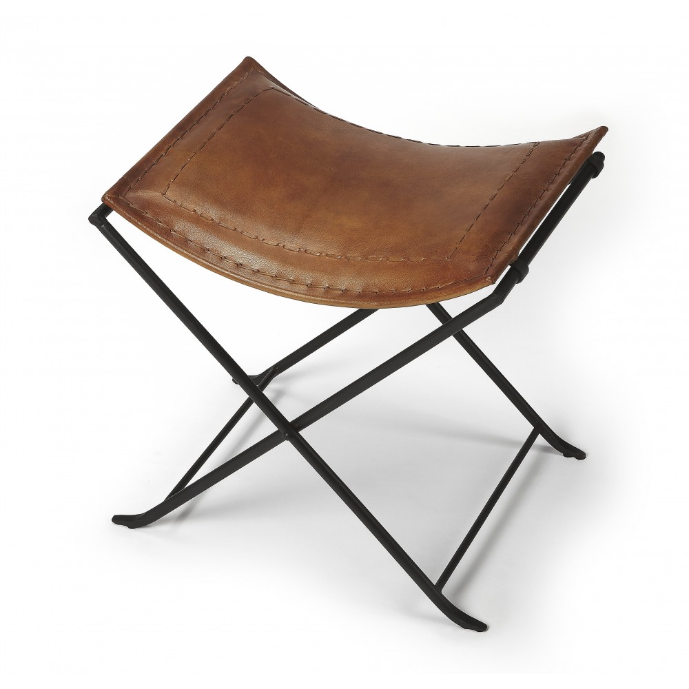 Melton Brown Leather Stool, 3722344