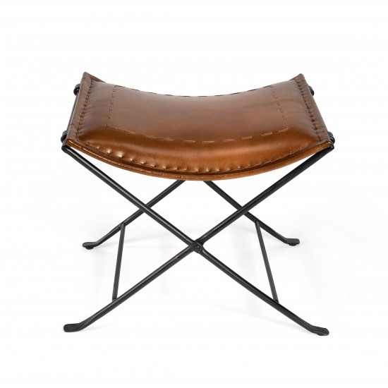 Melton Brown Leather Stool, 3722344