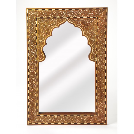 Chevrier Wood & Bone Inlay Wall Mirror, 3886338