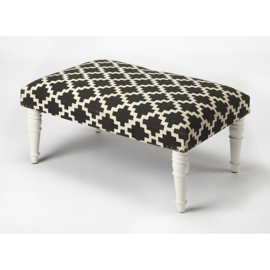 Lucinda Black & White Upholstered Cocktail Ottoman, 3957020