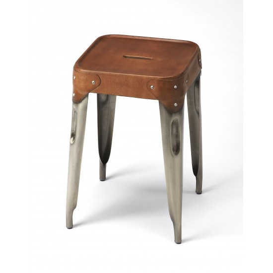 Connor Iron & Leather Stool, 3964344